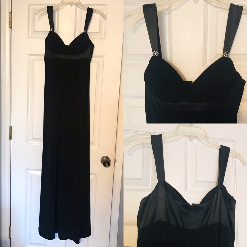 Long Black Dress with embellished straps